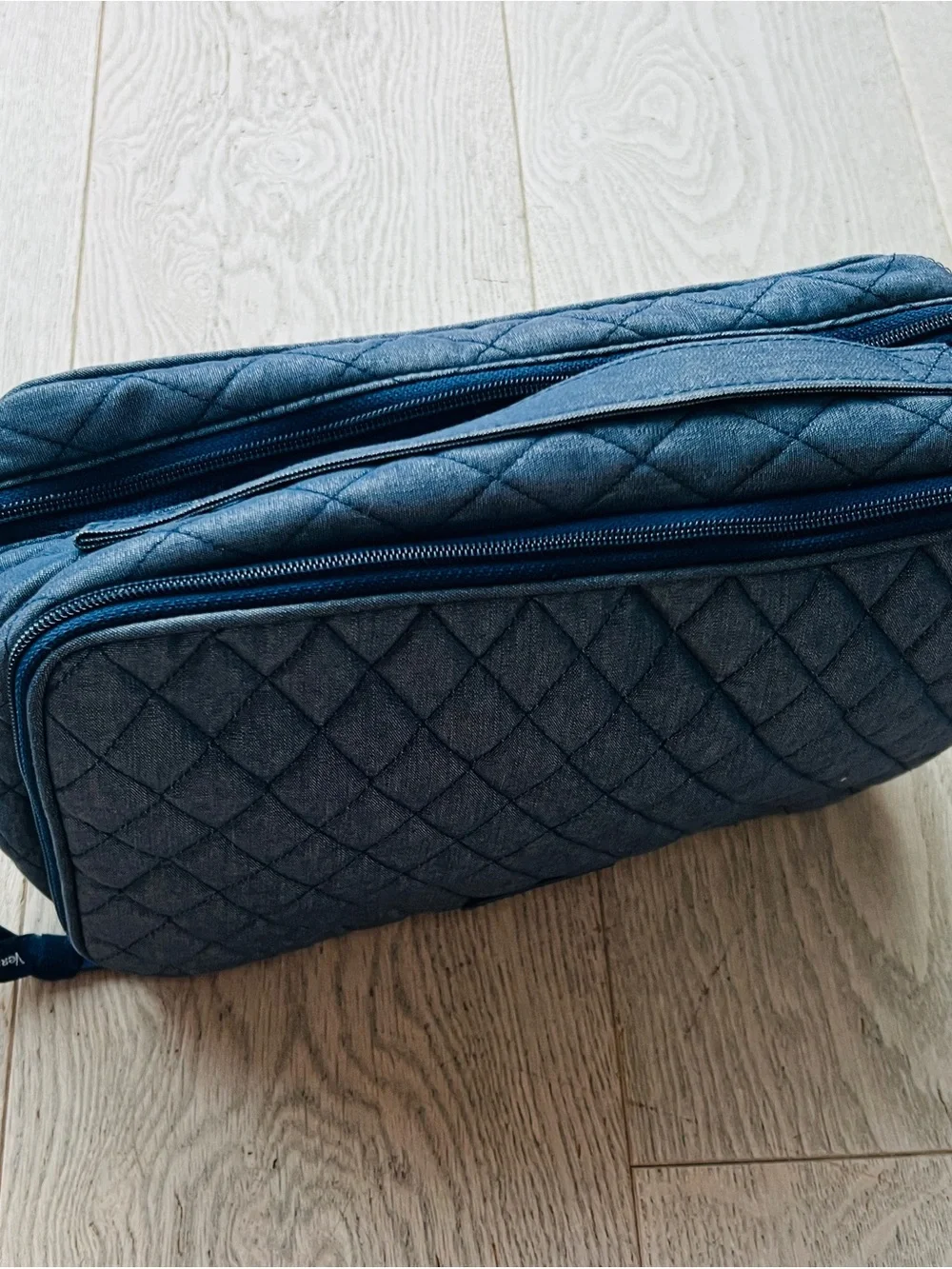 Vera Bradley Quilted Denim Blue Toiletry Kit Makeup Travel Organizer